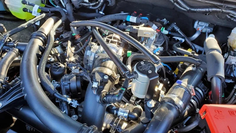 J&L 24-25 Ford Ranger 2.7L EcoBoost PCV Side Clear Anodized - Side View