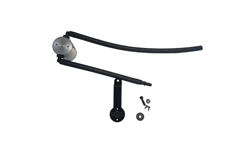 J&L 86-93 Ford Mustang 5.0 302 Passenger Side Oil Separator 3.0 - Clear Anodized - Side View