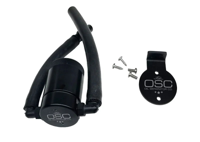 J&L 99-04 Ford Lightning Driver Side Oil Separator 3.0 - Black Anodized - Main Product View