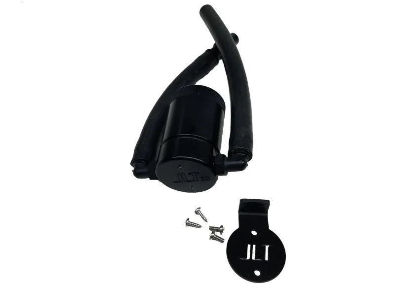 J&L 99-04 Ford Lightning Driver Side Oil Separator 3.0 - Black Anodized - Side View