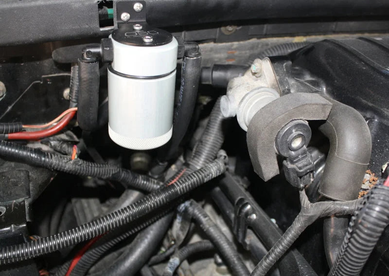J&L 99-04 Ford Lightning Passenger Side Oil Separator 3.0 - Clear Anodized - Main Product View