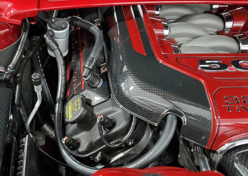 J&L Oil Separator 3.0 Passenger Side 2011-14 Mustang GT/12-13 Boss 302 Remote Mount - Clear Anodized - Side View