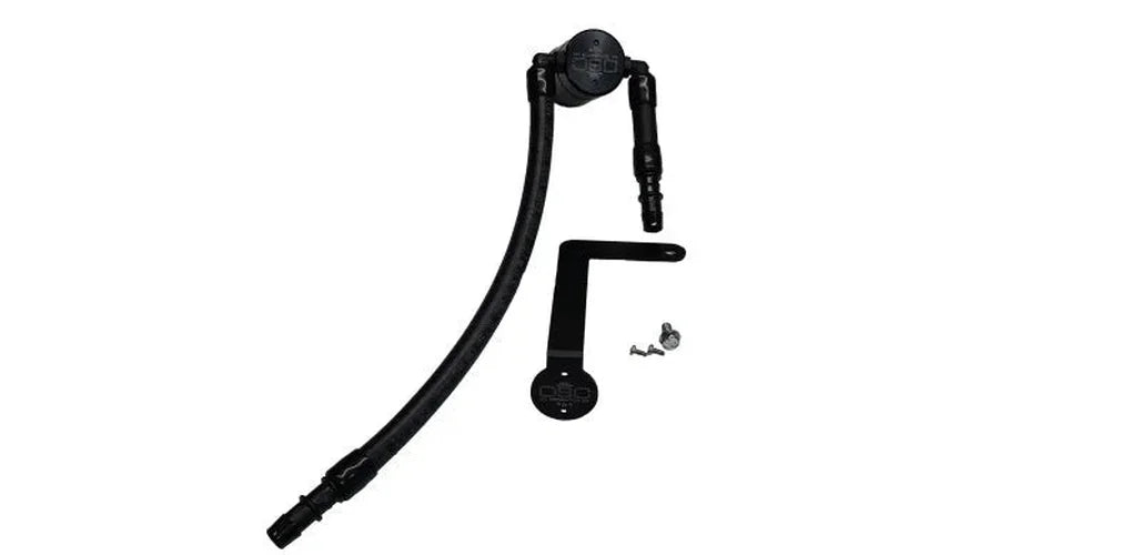 J&L 03-04 Mercury Marauder Passenger Side Oil Separator 3.0 - Black Anodized - Side View