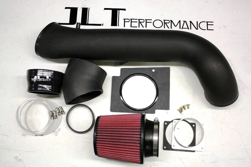 JLT 03-04 Ford Mustang Mach 1 Black Textured Cold Air Intake Kit w/Red Filter - Side View