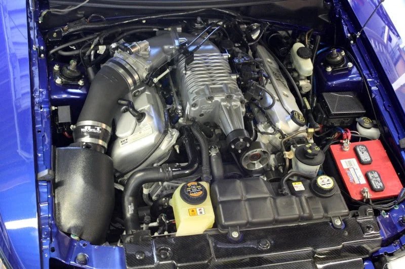 JLT 03-04 Ford Mustang SVT Cobra Black Textured Ram Air Intake Kit w/Red Filter - Side View