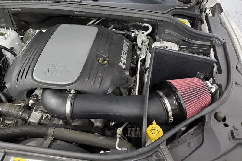 JLT 11-20 Dodge Durango/Jeep Grand Cherokee 5.7L Black Textured Cold Air Intake Kit w/Red Filter - Side View