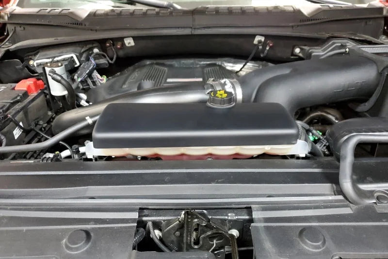JLT 15-19 Ford F-150/Raptor Black Textured Coolant Tank Cover - Side View