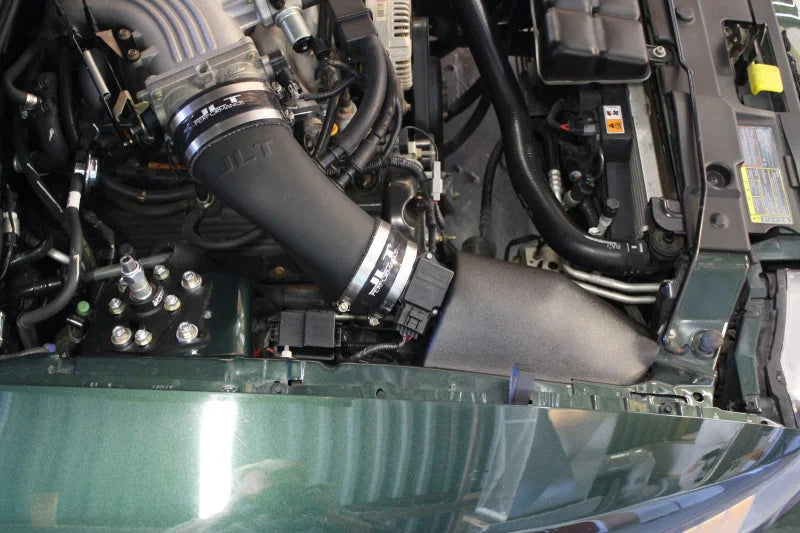 JLT 2001 Ford Mustang Bullitt Black Textured Ram Air Intake Kit w/Red Filter - Main Product View