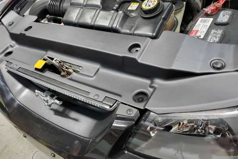 JLT 99-04 Ford Mustang Black Textured Radiator Support Cover - Main Product View