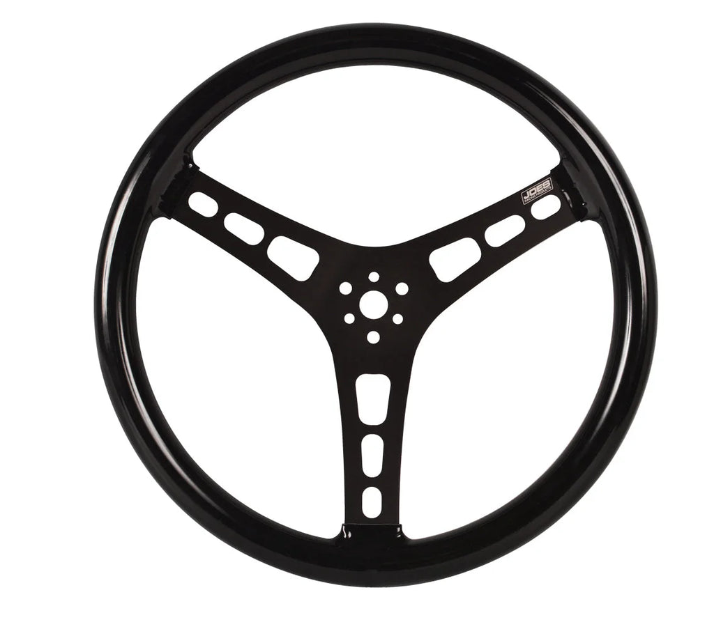 JOES Racing Products Steering Wheel 15in Blk Dished Rubber Coated 13515-CB
