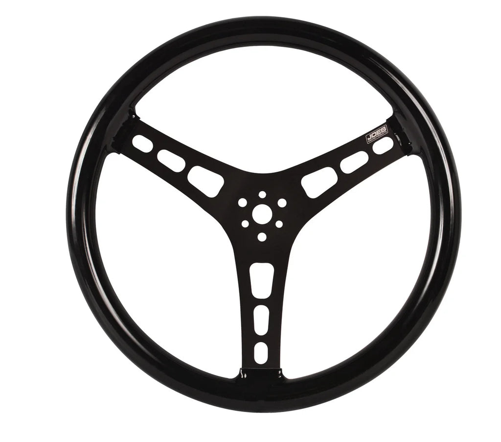 JOES Racing Products Steering Wheel 15in Flat Rubber Coated w/ Black 13535-CB