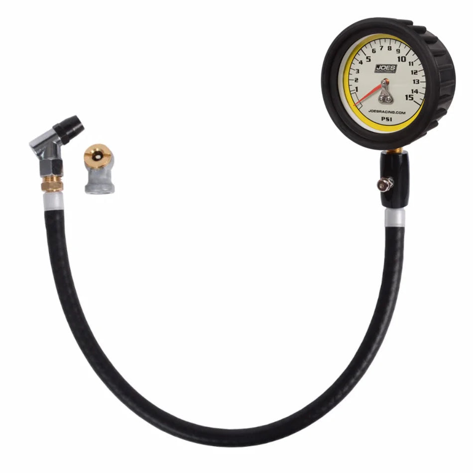 JOES Racing Products Tire Pressure Gauge 0-15psi Pro w/HiFlo Hold 32325
