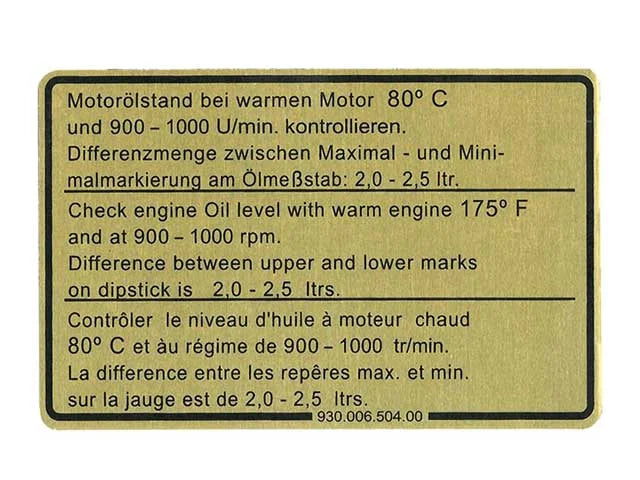JP Group A/S Engine Oil Level Decal 1601500306