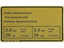 Load image into Gallery viewer, JP Group A/S Tire Pressure Decal 1601500706