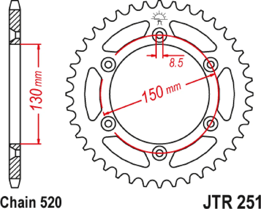 JT Sprockets Rear Sprocket - 47 Tooth - Yamaha JTR251.47