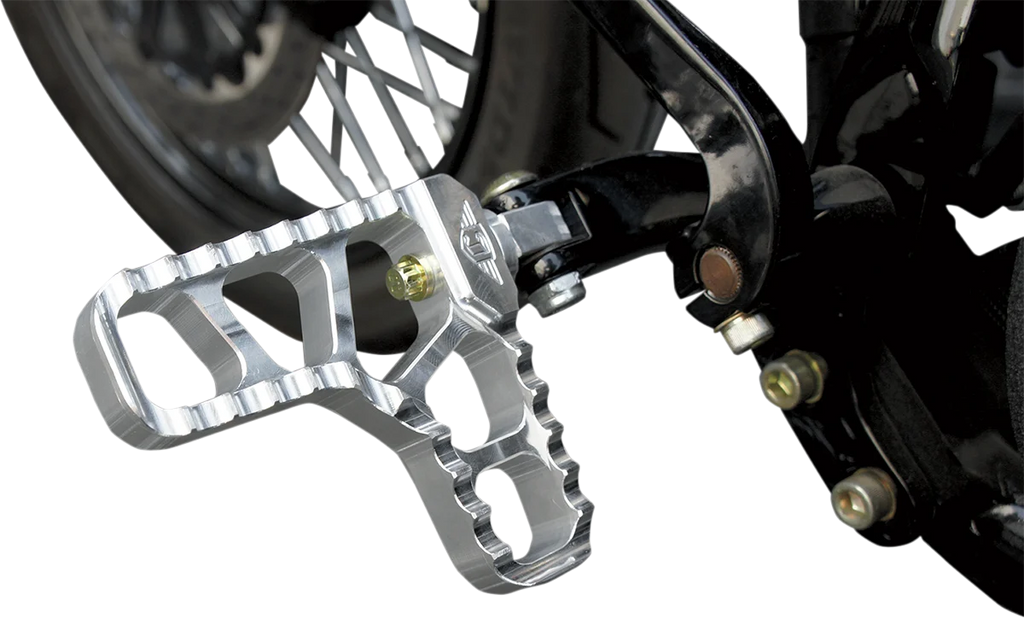 Joker Machine Adjustable Serrated Footpegs - With Heel - Clear 08-62-1 - Side View