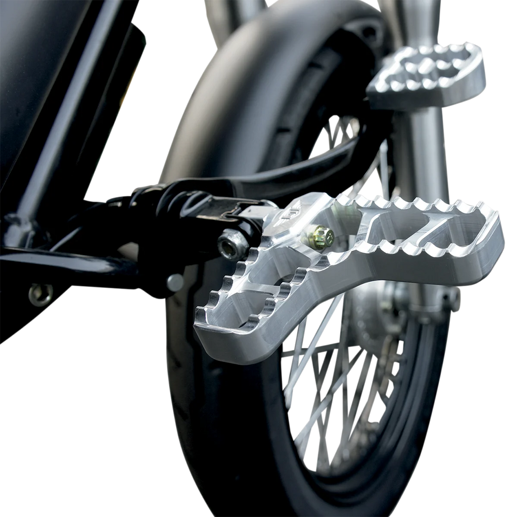 Joker Machine Adjustable Serrated Footpegs - With Heel - Clear 08-62-1 - Installation View