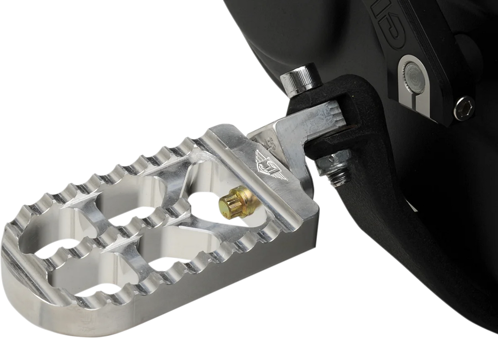 Joker Machine Adjustable Serrated Long Footpegs - Raw - XL 08-56-3 - Side View
