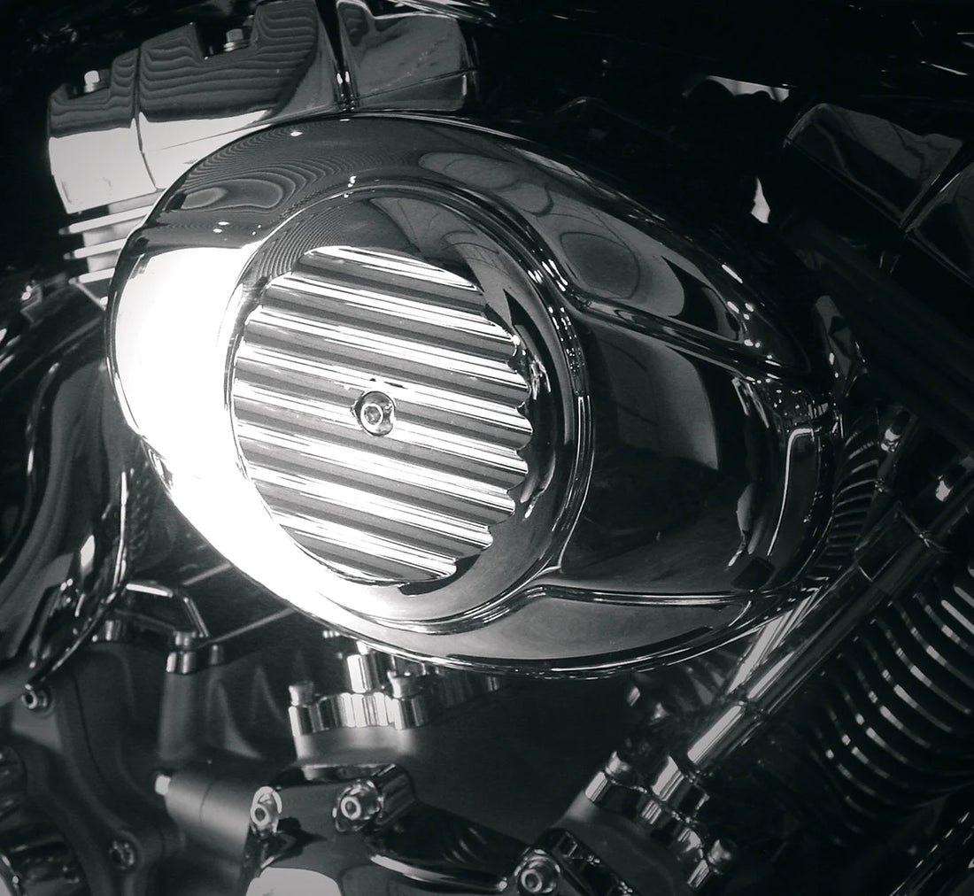 Joker Machine Billet Air Cleaner Insert - Finned - Chrome 02-21FN - Side View