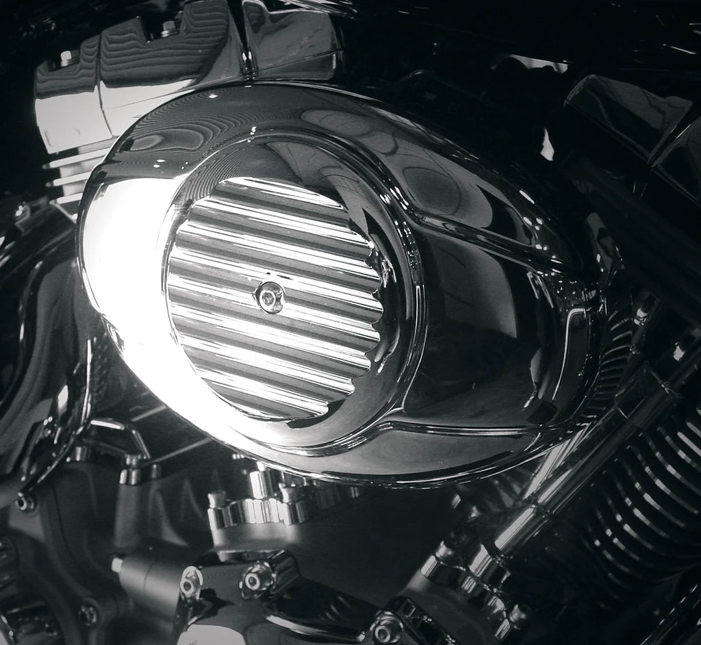 Joker Machine Billet Air Cleaner Insert - Finned - Chrome 02-21FN - Side View