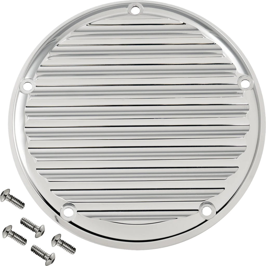 Joker Machine Derby Cover - 5 Hole - Finned - Chrome - M8 Softail 06-965-3
