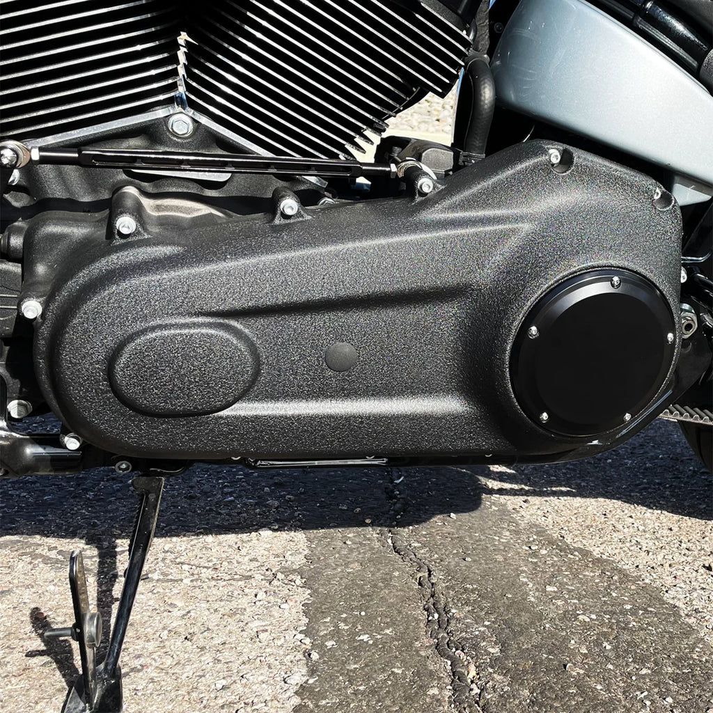 Joker Machine Derby Cover - 5 Hole - Smooth - Black - M8 Softail 06-966-1 - Side View