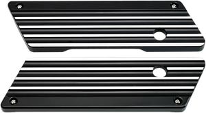 Joker Machine Finned Saddlebag Latch Covers - Black - FL '93-'13 04-50-1B - Main Product View