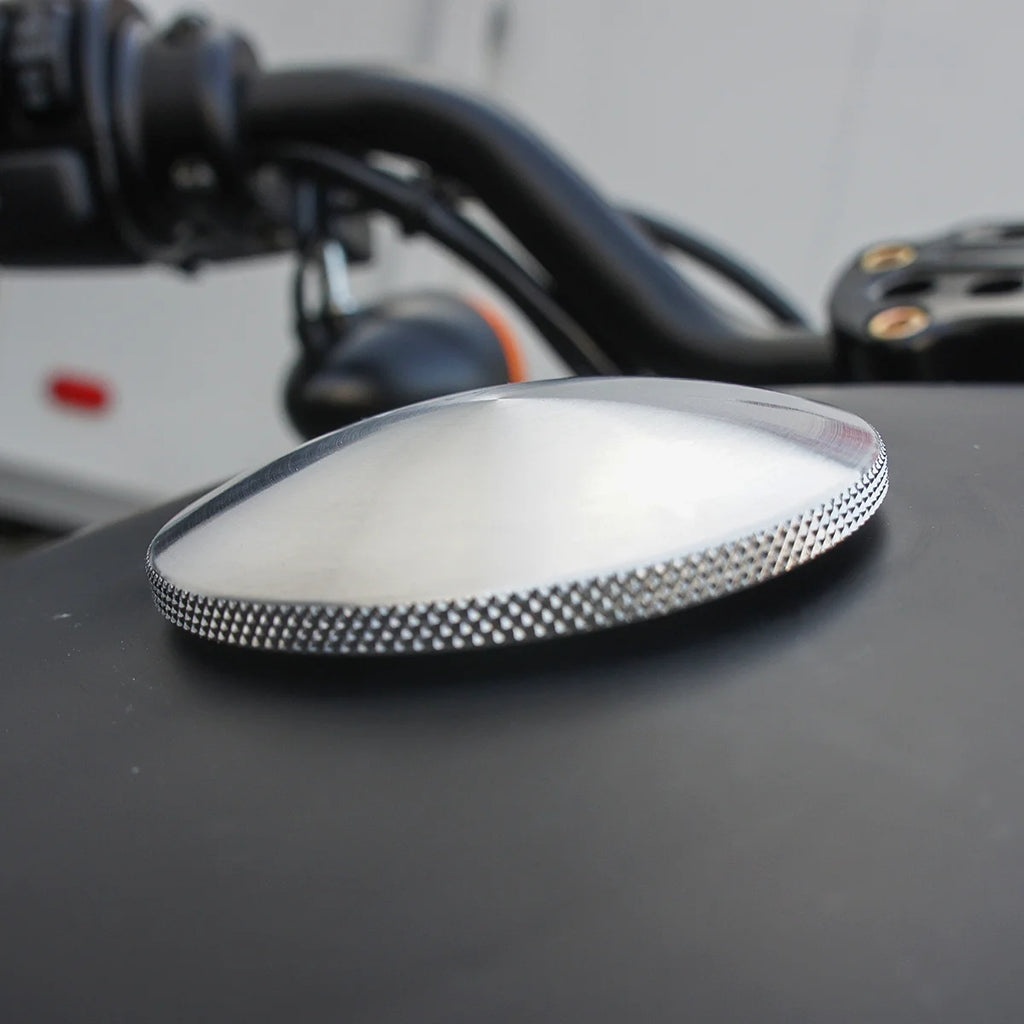 Joker Machine Gas Cap - Knurled - Chrome - Harley-Davidson 10-444C - Side View