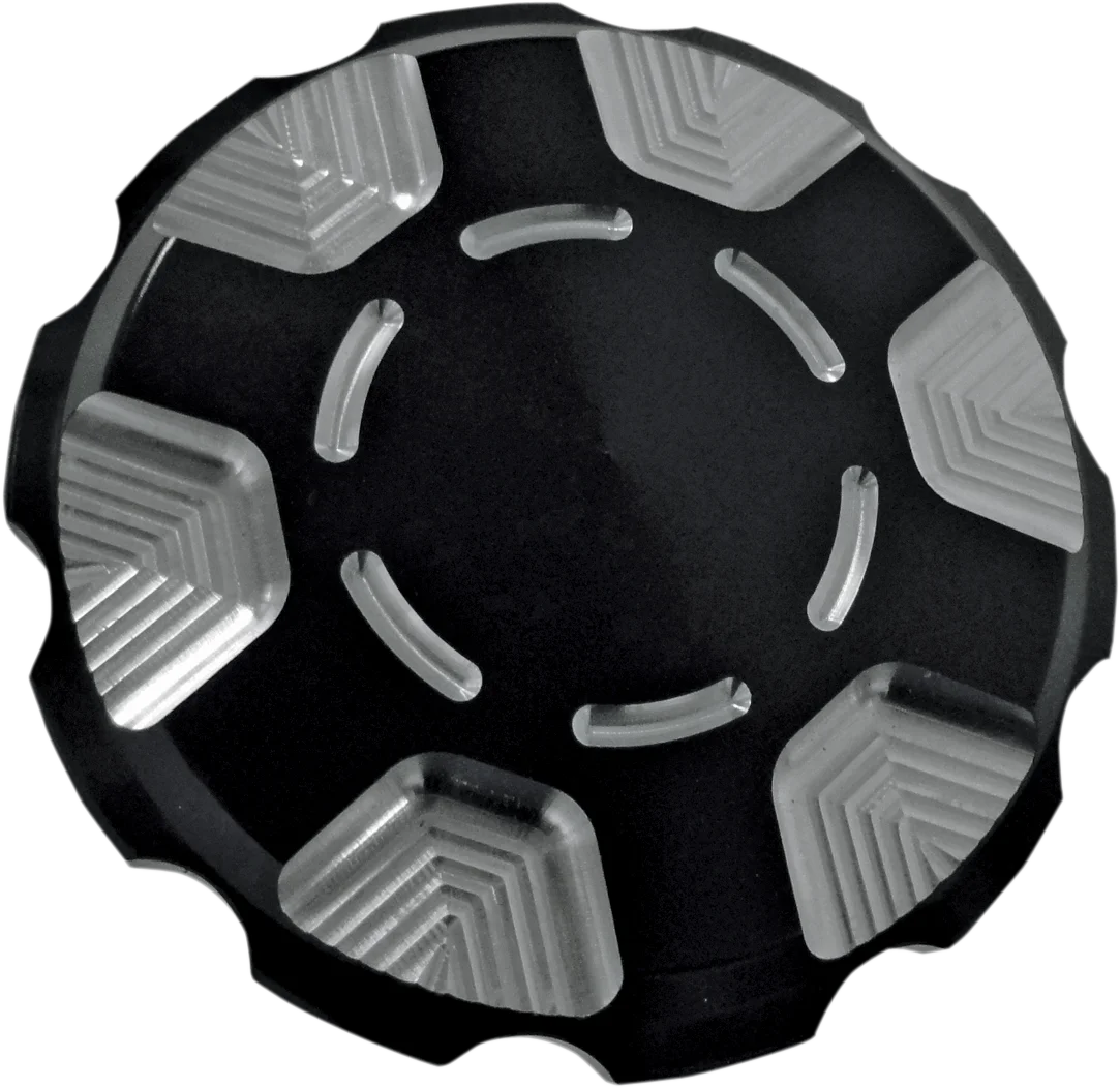 Joker Machine Gas Cap - Smooth - Black - Harley-Davidson 10-442B - Detail View