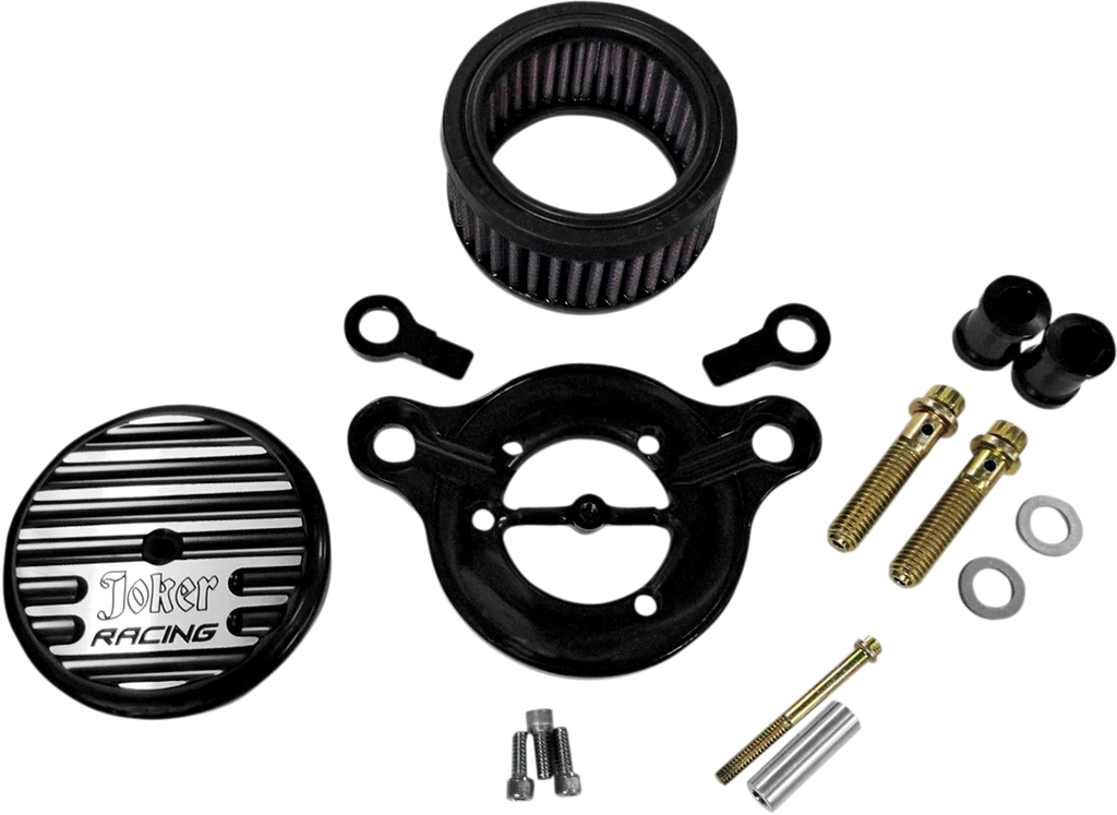 Joker Machine High-Performance Air Cleaner Assembly Kit - Finned Chrome 10-202C - Side View