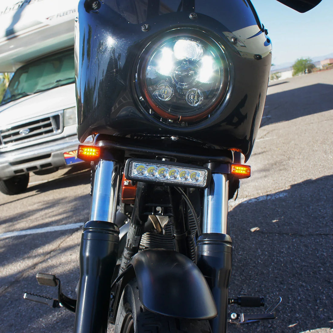 Joker Machine LED Turn Signals - 39 mm - Black 05-300-1 - Back View