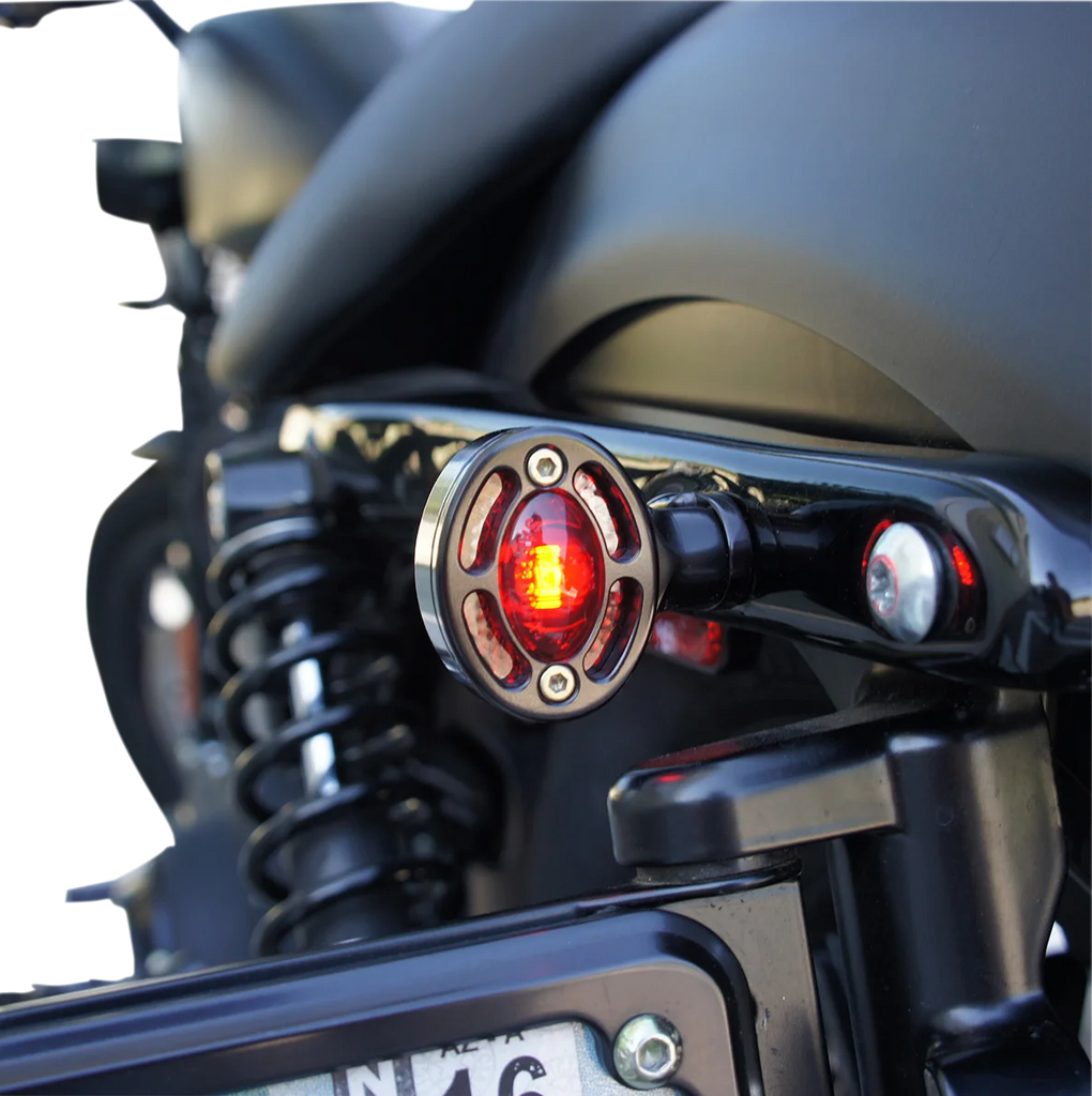 Joker Machine LED Turn Signals - Black with Red LEDs 05-250-RB - Side View
