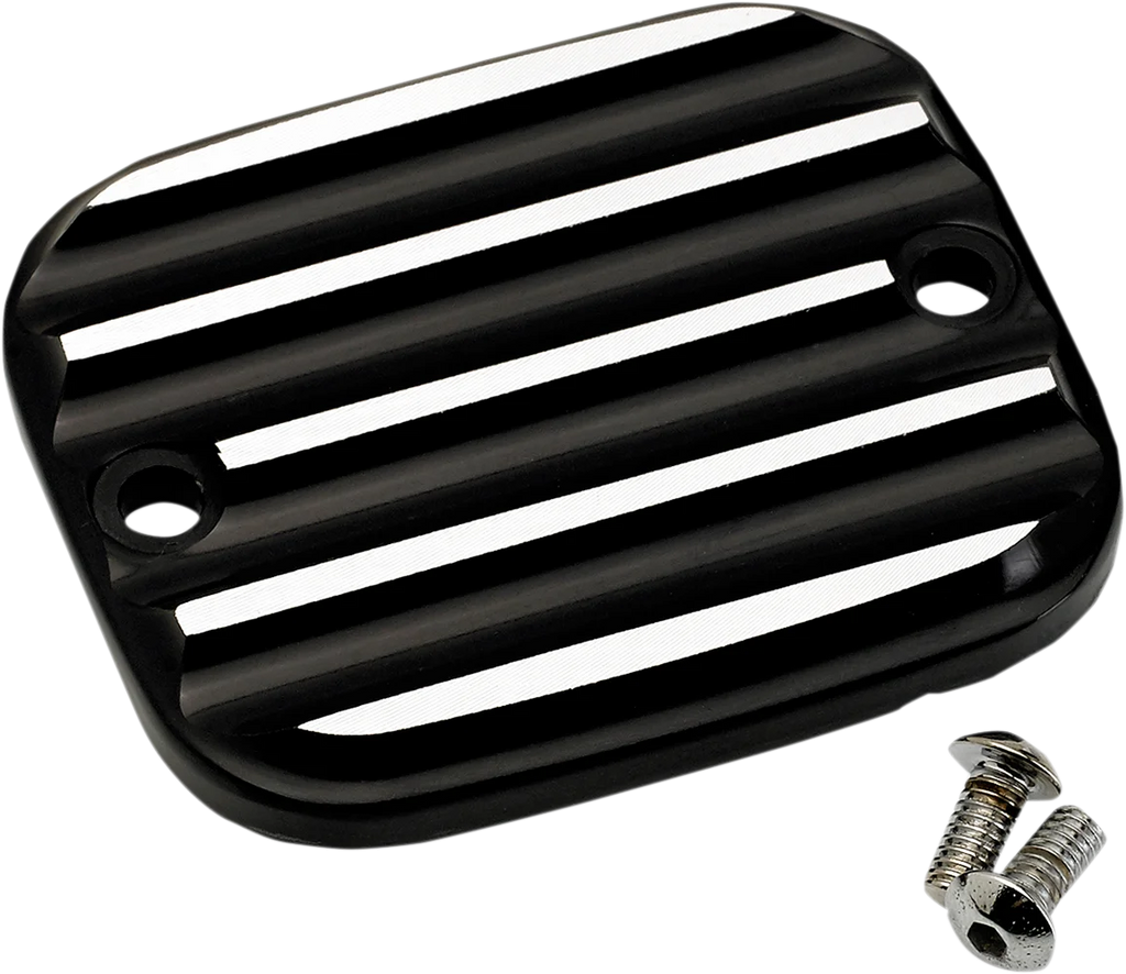 Joker Machine Master Cylinder Cover - Brake - Front - Finned - Black/Silver 951019-2 - Main Product View