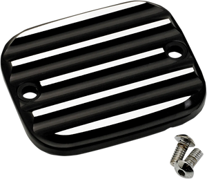 Joker Machine Master Cylinder Cover - Brake - Front - Finned - Black/Silver 951019-2 - Main Product View