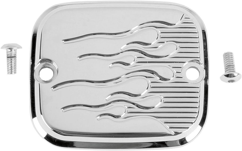 Joker Machine Master Cylinder Cover - Brake - Front - Flame - Chrome 951019FC - Main Product View