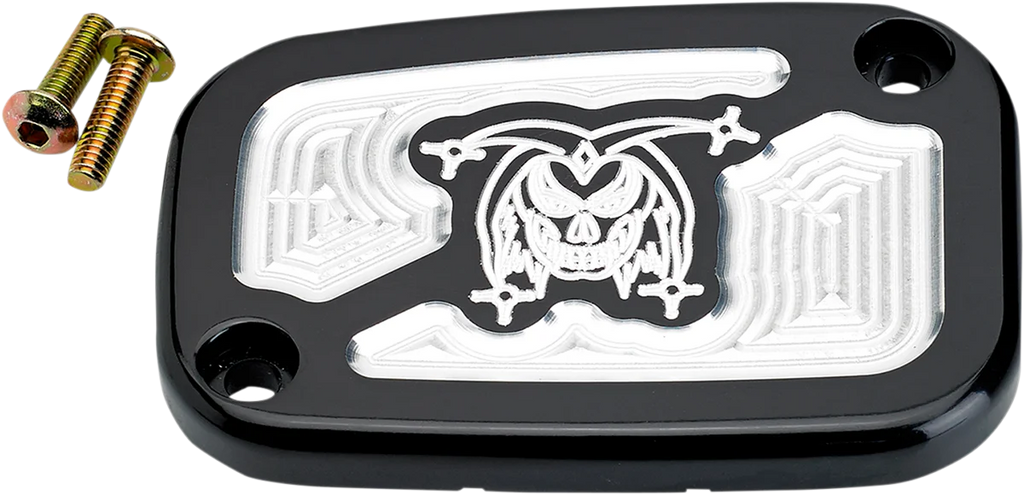 Joker Machine Master Cylinder Cover - Brake - Front - Flame - Chrome 951019FC - Side View