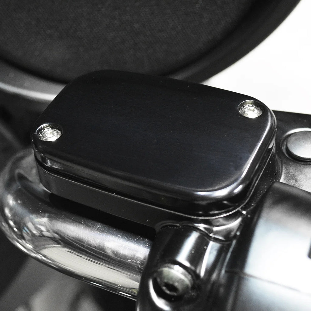 Joker Machine Master Cylinder Cover - Brake - Front - Smooth - Black 08-004B - Side View
