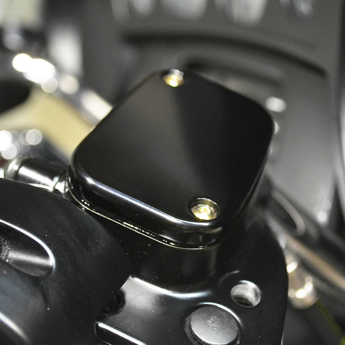 Joker Machine Master Cylinder Cover - Brake - Front - Smooth - Black 08-004B - Back View