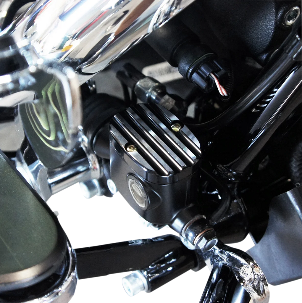 Joker Machine Master Cylinder Cover - Finned - Black - FL 08-008B - Side View