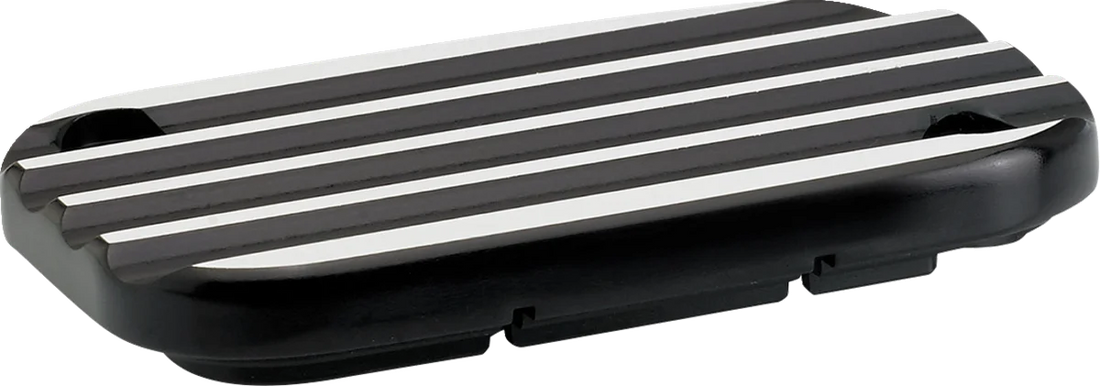 Joker Machine Master Cylinder Cover - Hydraulic Clutch - Finned - Black/Silver 08-012B - Side View