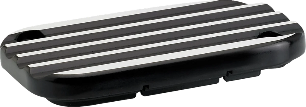 Joker Machine Master Cylinder Cover - Hydraulic Clutch - Finned - Black/Silver 08-012B - Side View