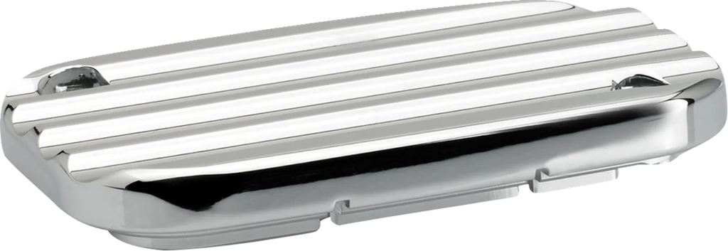 Joker Machine Master Cylinder Cover - Hydraulic Clutch - Finned - Chrome 08-012C - Side View