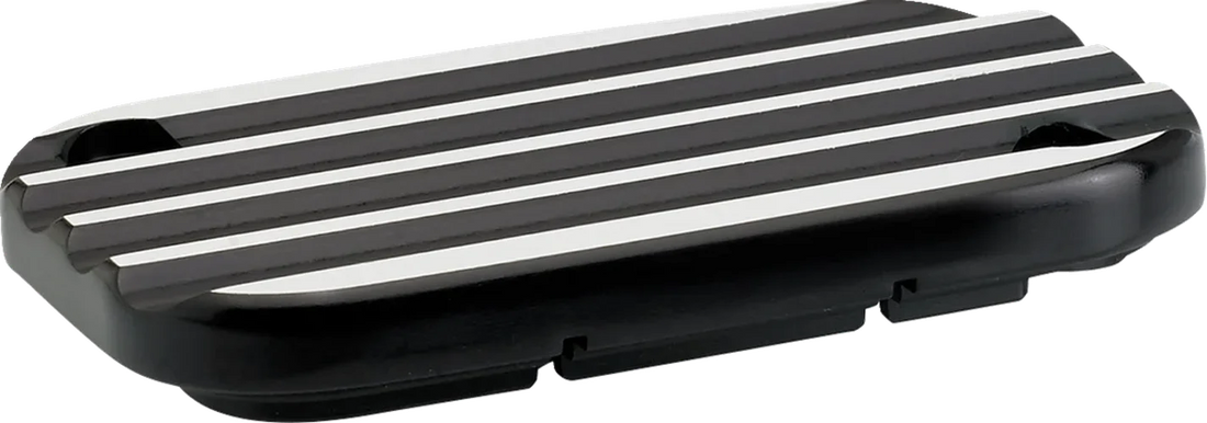 Joker Machine Master Cylinder Cover - Hydraulic Clutch - Finned - Black/Silver 08-012B - Side View