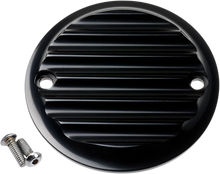 Load image into Gallery viewer, Joker Machine Points Cover - Finned - 2 Hole - Black Anodized 02-98-1 - Side View