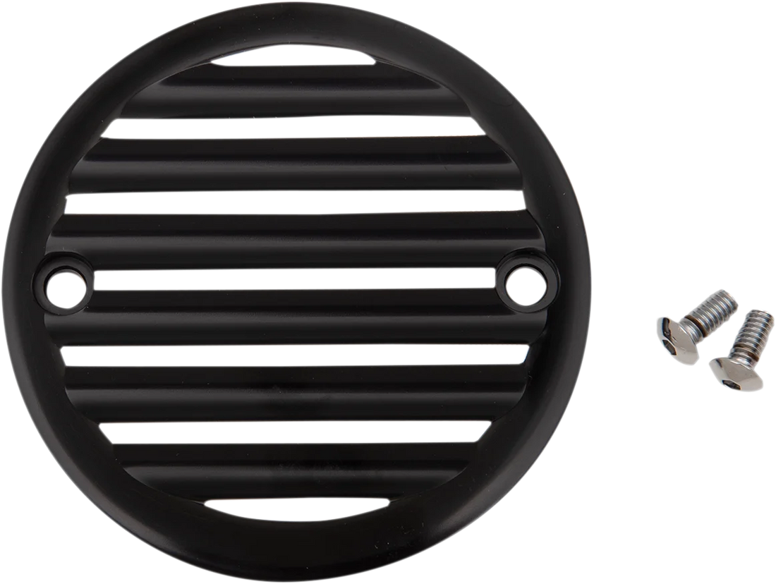 Joker Machine Points Cover - Finned - 2 Hole - Black Anodized/Silver 02-98TC - Side View