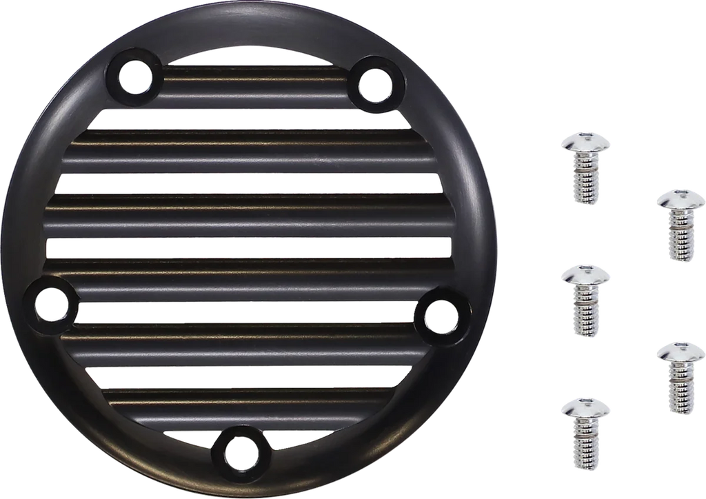 Joker Machine Points Cover - Finned - 5 Hole - Black Anodized/Silver 02-99TC - Main Product View