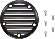 Load image into Gallery viewer, Joker Machine Points Cover - Finned - 5 Hole - Black Anodized/Silver 02-99TC - Main Product View