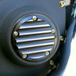 Load image into Gallery viewer, Joker Machine Points Cover - Finned - 5 Hole - Black Anodized/Silver 02-99TC - Side View