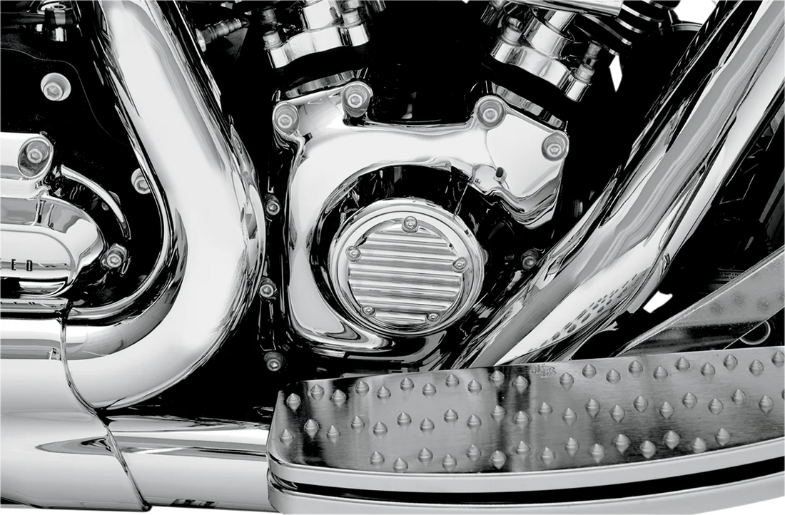 Joker Machine Points Cover - Finned - 5 Hole - Chrome 02-99FN - Side View