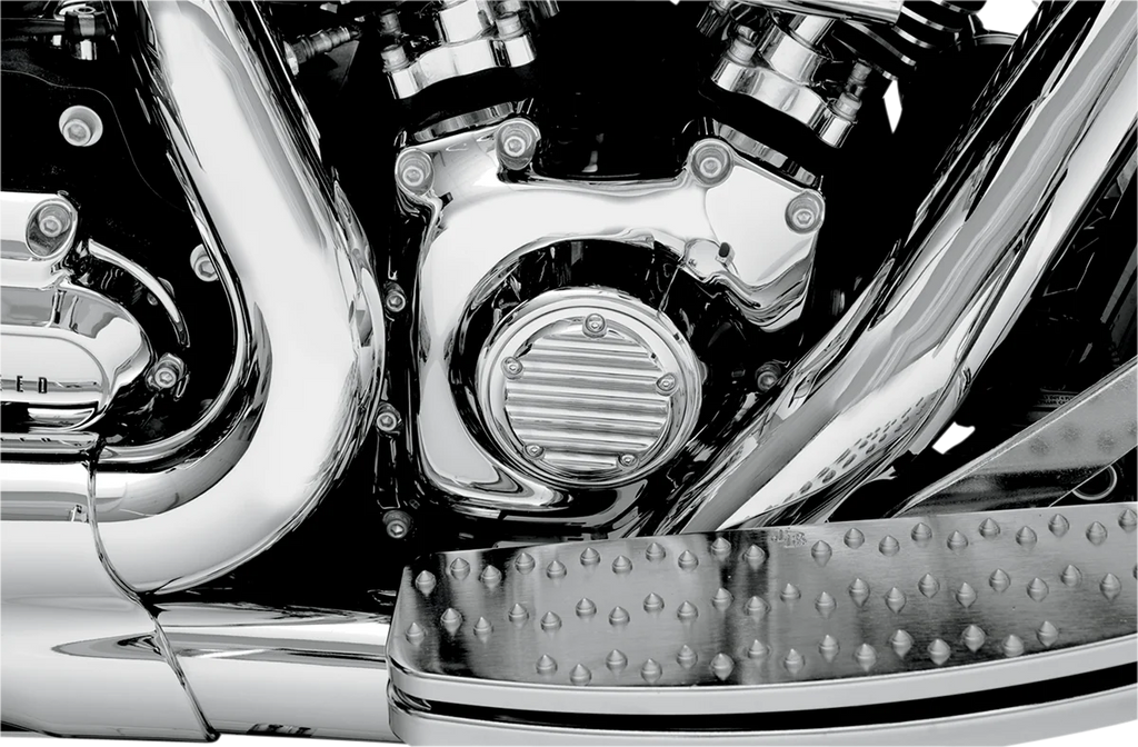 Joker Machine Points Cover - Finned - 5 Hole - Chrome 02-99FN - Side View